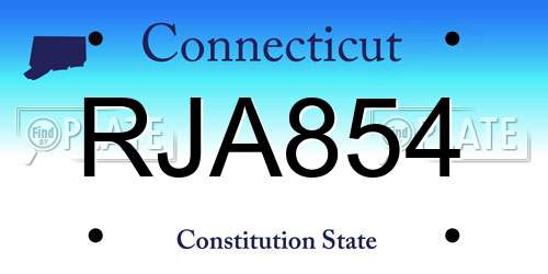 RJA854 Connecticut License Plate