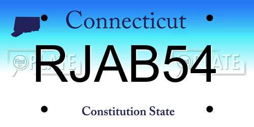 RJAB54 Connecticut License Plate