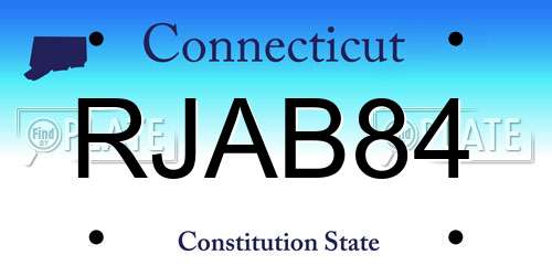 RJAB84 Connecticut License Plate