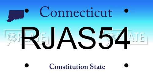 RJAS54 Connecticut License Plate
