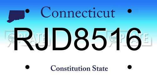 RJD8516 Connecticut License Plate