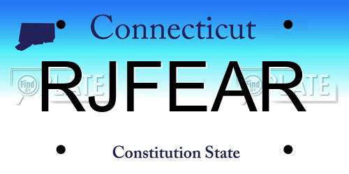 RJFEAR Connecticut License Plate