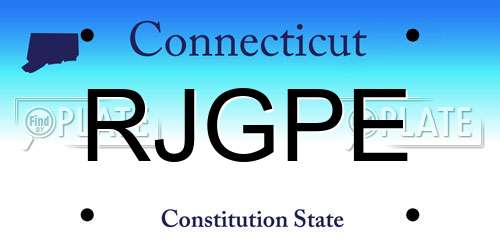 RJGPE Connecticut License Plate