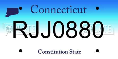 RJJ0880 Connecticut License Plate