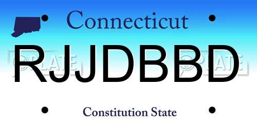 RJJDBBD Connecticut License Plate