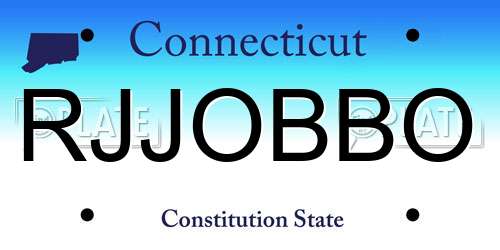 RJJOBBO Connecticut License Plate