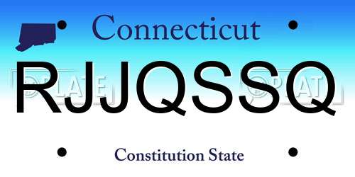RJJQSSQ Connecticut License Plate
