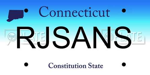 RJSANS Connecticut License Plate