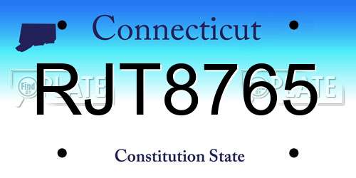 RJT8765 Connecticut License Plate