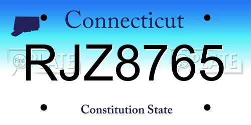RJZ8765 Connecticut License Plate