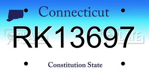 RK13697 Connecticut License Plate