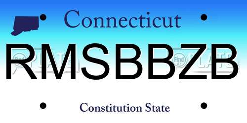 RMSBBZB Connecticut License Plate