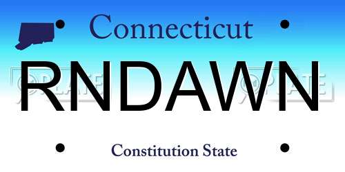 RNDAWN Connecticut License Plate