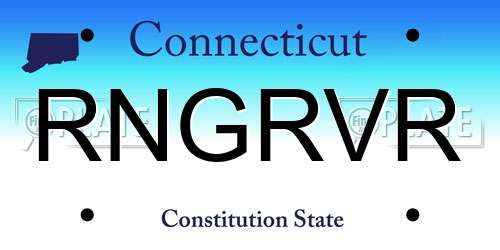 RNGRVR Connecticut License Plate