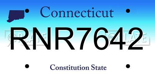 RNR7642 Connecticut License Plate