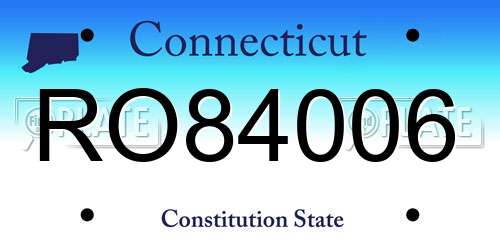 RO84006 Connecticut License Plate