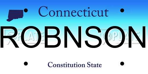 ROBNSON Connecticut License Plate