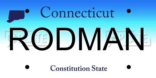 RODMAN Connecticut License Plate