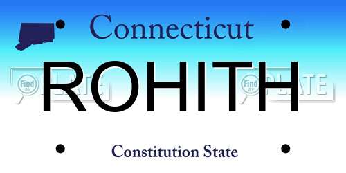 ROHITH Connecticut License Plate