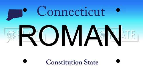 ROMAN Connecticut License Plate