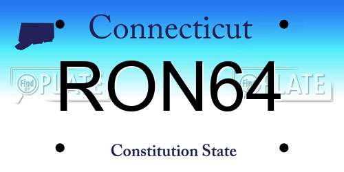 RON64 Connecticut License Plate