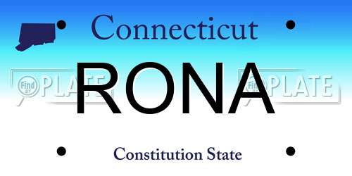 RONA Connecticut License Plate