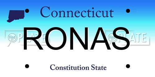 RONAS Connecticut License Plate
