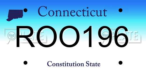 ROO196 Connecticut License Plate