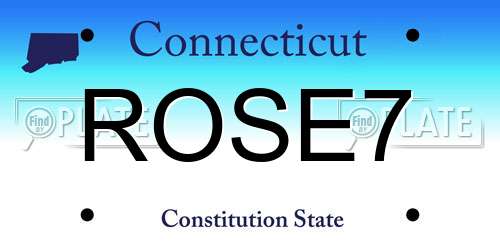 ROSE7 Connecticut License Plate