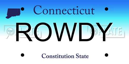 ROWDY Connecticut License Plate
