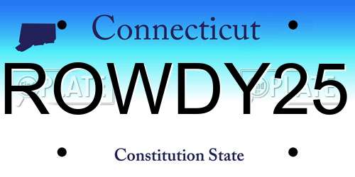 ROWDY25 Connecticut License Plate