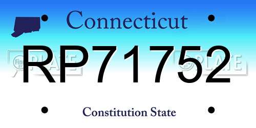 RP71752 Connecticut License Plate
