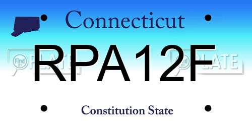 RPA12F Connecticut License Plate