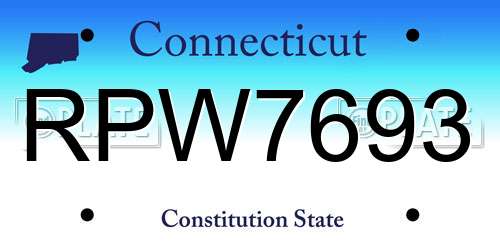 RPW7693 Connecticut License Plate
