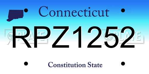 RPZ1252 Connecticut License Plate