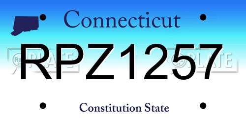 RPZ1257 Connecticut License Plate