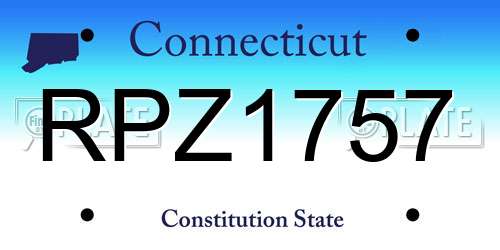 RPZ1757 Connecticut License Plate
