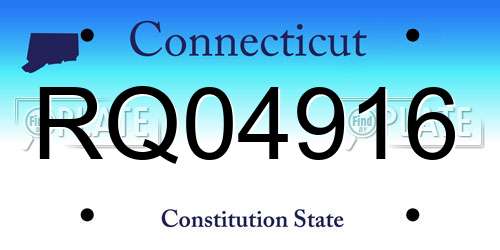 RQ04916 Connecticut License Plate