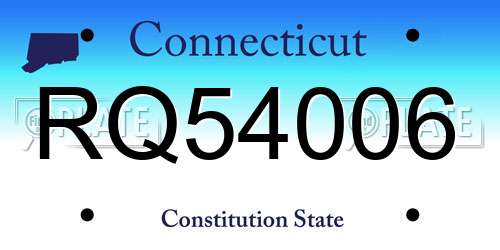 RQ54006 Connecticut License Plate