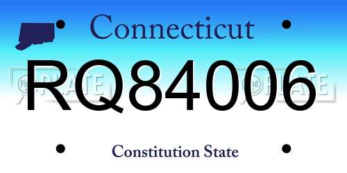 RQ84006 Connecticut License Plate