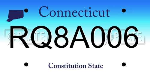 RQ8A006 Connecticut License Plate