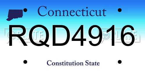 RQD4916 Connecticut License Plate