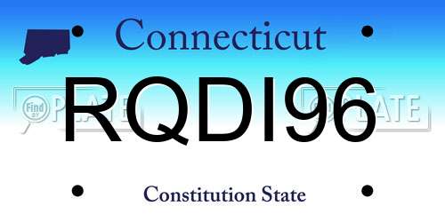 RQDI96 Connecticut License Plate
