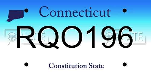 RQO196 Connecticut License Plate