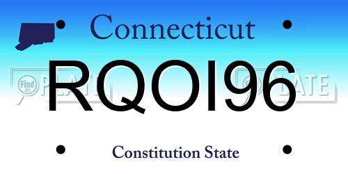 RQOI96 Connecticut License Plate
