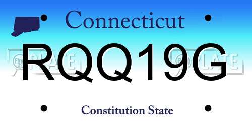 RQQ19G Connecticut License Plate