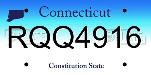 RQQ4916 Connecticut License Plate