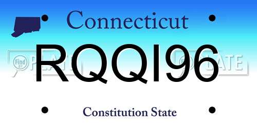 RQQI96 Connecticut License Plate