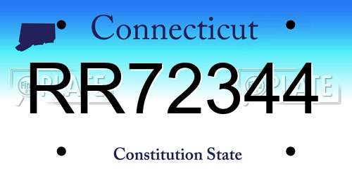 RR72344 Connecticut License Plate