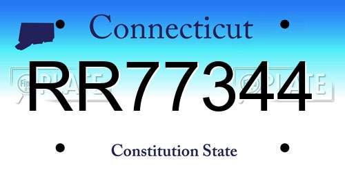 RR77344 Connecticut License Plate